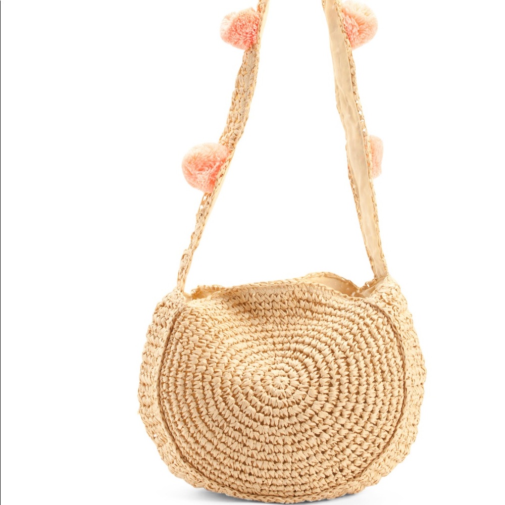 Shiraleah Raffia Straw W/Pom Pom Crossbody Bag - Picture 2 of 9